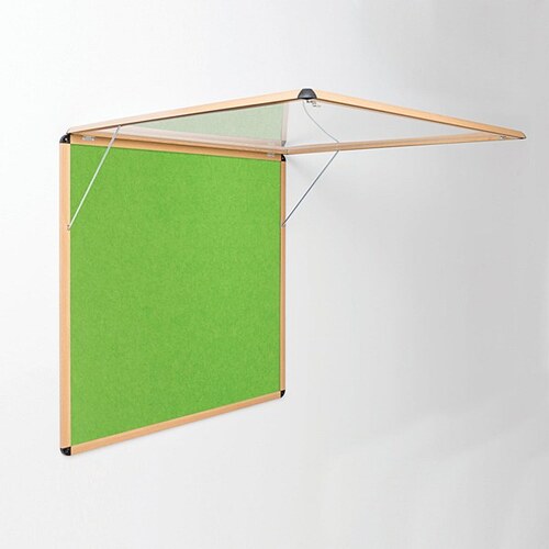 Shield Wood Effect Alu Frame Eco-Colour Corridor Tamperproof Noticeboard 1200 x 1800mm APPLE GREEN (*Supplied in 2 parts)