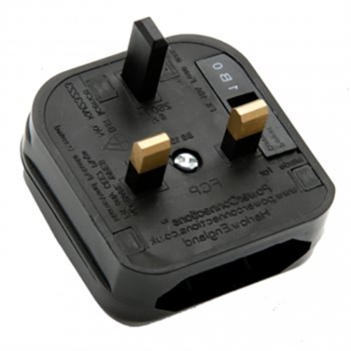 13 Amp Adaptor Plug For 2 Pin European Connectors 5 Amp Fuse