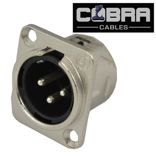 XLR Panel Socket Male 3 Pin - Universal "D" Size Fitting