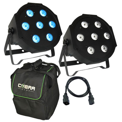 2 x RGBW Slim Quad Led Par Cans, Bag & Cables