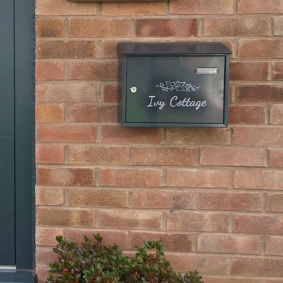 Taylor Anthracite Grey Letterbox personalised with your address