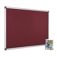 Image of Bi-Office 2400x1200mm Burgundy Felt Noticeboard and Pins