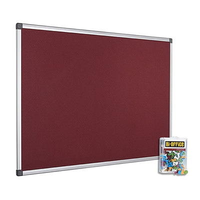 Bi-Office 1800x1200mm Burgundy Felt Noticeboard and Pins