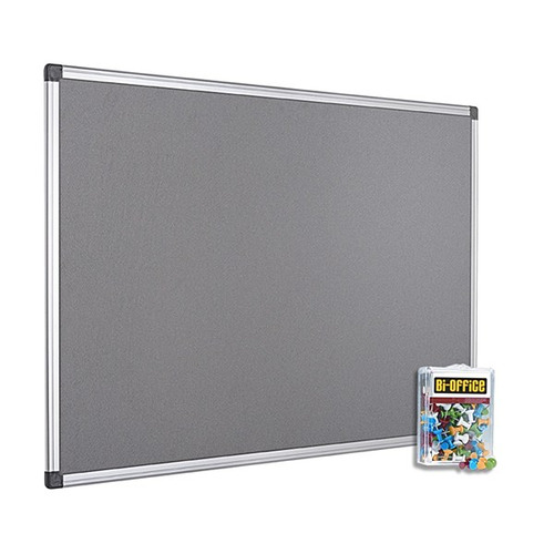 Bi-Office 1200x1200mm Grey Felt Noticeboard and Pins