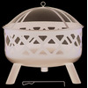 Image of Large Round Black Metal Fire Pit With Mesh Cover