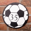 Image of Round Rustic Slate House Number with Football Image