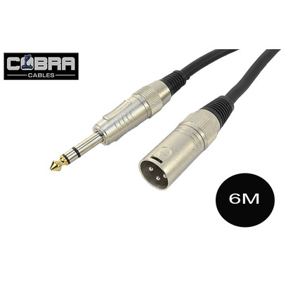 XLR (M) To Stereo 1/4 inch Jack Lead 6m