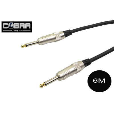 1/4"  (6.35mm) Mono Jack to Jack Cable Black 6m