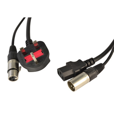 Combined Audio and Power Cable with XLR's and 13 amp Plug 10 Metres