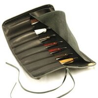 Image of Thiers-Issard Black Leather Razor Case Roll for 7 Razors
