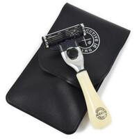 Image of Executive Shaving Company Faux Ivory Travel Mach3 Razor And Pouch