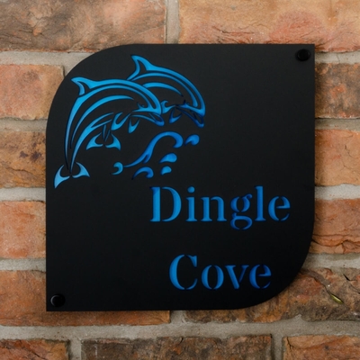 Dolphin Motif Coastal Acrylic House Sign
