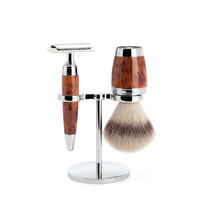 Image of Muhle Stylo Thuja Wood 3-Piece Silvertip Fibre Brush and Safety Razor Shaving Set