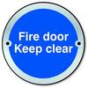 Image of ASEC Fire door Keep clear Sign 75mm - Stainless Steel