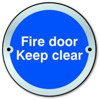 ASEC Fire door Keep clear Sign 75mm - Satin Anodised Aluminium