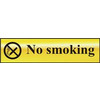 Image of ASEC No Smoking 200mm x 50mm Gold Self Adhesive Sign - 1 Per Sheet