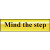 Image of ASEC Mind The Step 200mm x 50mm Gold Self Adhesive Sign - 1 Per Sheet
