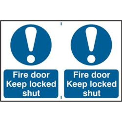 ASEC Fire Door Keep Locked Shut 200mm x 300mm PVC Self Adhesive Sign - 2 Per Sheet