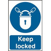 Image of ASEC Keep Locked 200mm x 300mm PVC Self Adhesive Sign - 1 Per Sheet