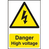 Image of ASEC Danger High Voltage 200mm x 300mm PVC Self Adhesive Sign - 1 Per Sheet