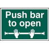 Image of ASEC Push Bar To Open 200mm x 300mm PVC Self Adhesive Sign - 1 Per Sheet