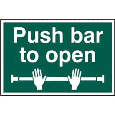 ASEC Push Bar To Open 200mm x 300mm PVC Self Adhesive Sign - 1 Per Sheet