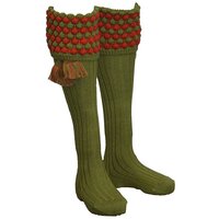 Image of House of Cheviot Men's Moss & Military Red Angus Shooting Socks - S