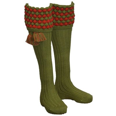 House of Cheviot Men’s Moss & Military Red Angus Shooting Socks - S