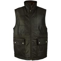 Woodland Leather Mens Leather Puffa Gilet / Waistcoat - Brown Ontario S