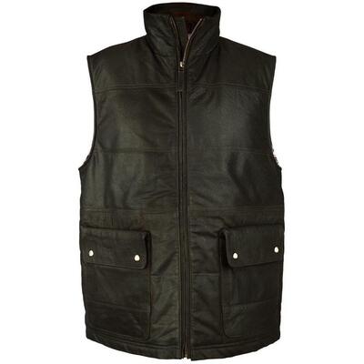 Woodland Leather Men’s Leather Puffa Gilet / Waistcoat - Brown Ontario S