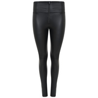 Image of FREDDY WRUP1HC006 SHAPING EFFECT HIGH RISE FAUX LEATHER SKINNY PANT - BLACK - L