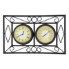 Image of Garden Black Ornate Wall Frame Clock & Thermometer