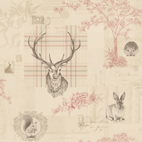 Image of Richmond Highland Stag Wallpaper Cranberry Holden 98010