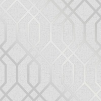Image of Quartz Trellis Geometric Wallpaper Silver and Grey Fine Decor FD42304