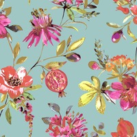 Image of Melgrano Floral Wallpaper Soft Teal Holden 90520