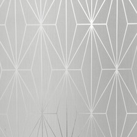 Image of Kayla Metallic Geometric Wallpaper Dove Grey / Silver Muriva 703010