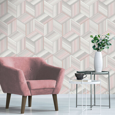 Hudson Geometric Wallpaper Blush Pink Belgravia 9791
