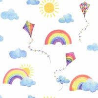 Image of Over the Rainbow Flying Kites Wallpaper White / Multi Holden 91020