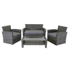 Image of Deluxe 4 Piece Rattan Furniture Set Grey