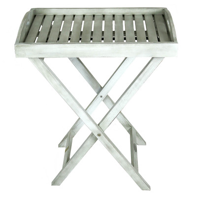 FSC&#174; 100% Certified Acacia White Washed Wooden Butler Tray