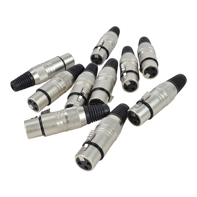 XLR Female 3 Pin Connectors Pack of 10 Metal Body For Professional Audio