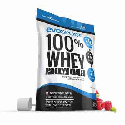 EvoSport 100% Whey Protein Powder 1kg - Raspberry