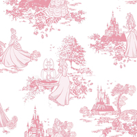 Image of Disney Princess Toile De Jouy Wallpaper Graham and Brown Pink / White 70-233