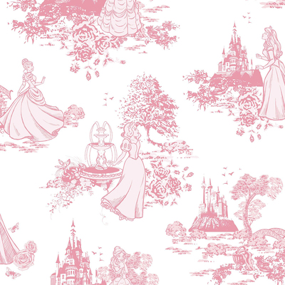 Disney Princess Toile De Jouy Wallpaper Graham and Brown Pink / White 70-233