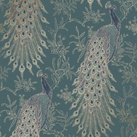 Image of Peacock Wallpaper Emerald Green/Gold World of Wallpaper WOW040