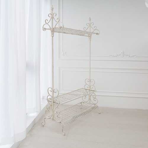Wrought Iron Hanging Rail Distressed Cream