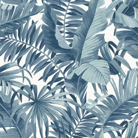 Image of A-Street Prints Solstice Palm Leaf Wallpaper Blue Fine Decor FD24133