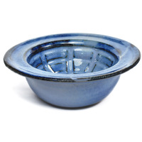 Image of Stef Baxter Handmade Blue Stoneware Shaving Lathering Bowl