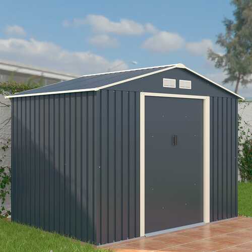 Metal Shed with Floor Frame Grey 8ft x 6ft