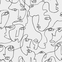 Image of Abstract Faces Wallpaper Black / White Holden 12993